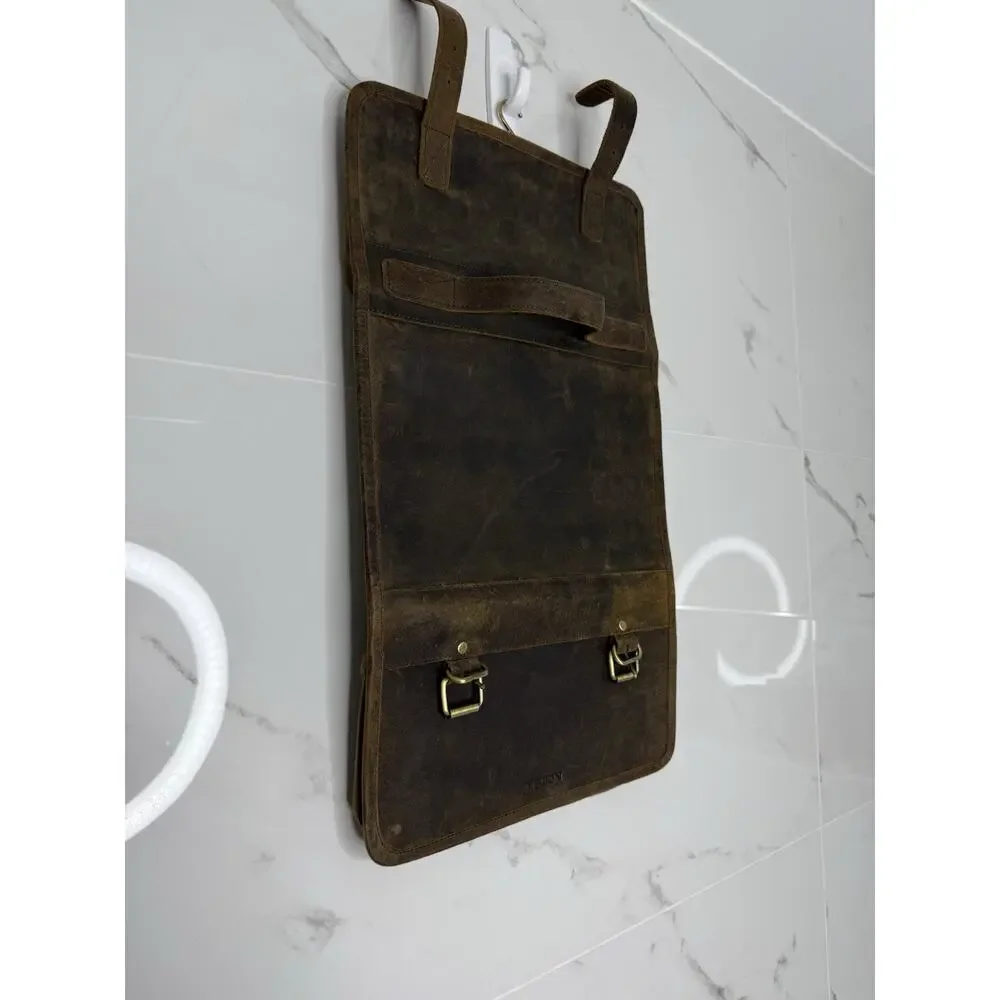 KomalC Genuine Buffalo Leather Hanging Toiletry Bag Dad gidt